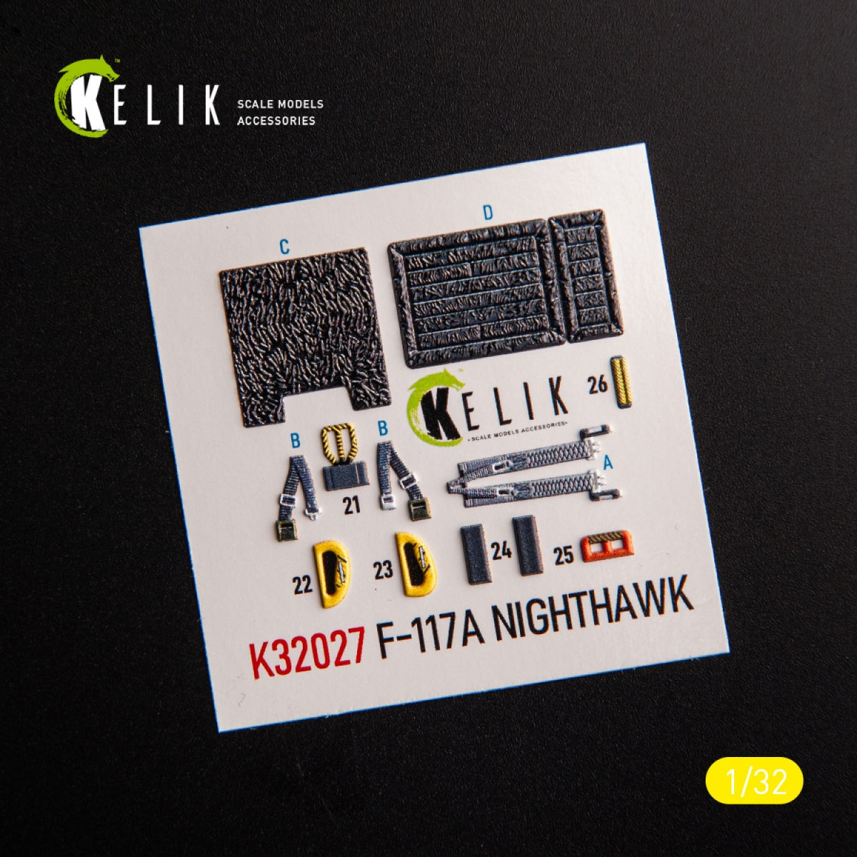 KELIK K32028 F-117A - Type 2 interior 3D decals for Trumpeter kit 1/32 – imagen 3