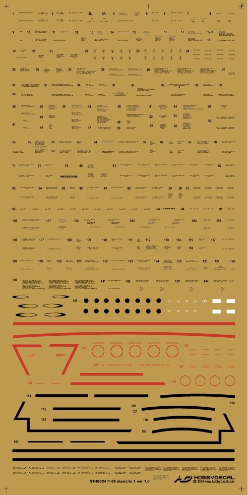 HobbyDecal ST48024V1 Pochoirs F-86 1 ver 1 1/48