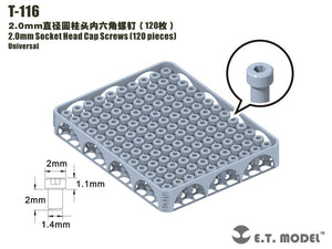 E.T. Model T-116 2.0mm Socket Head Cap Screws 120 pieces