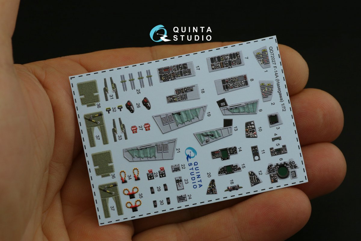 Quinta Studio QD72027 F-14A 3D-Printed &amp;amp; coloured Interior on decal paper (for Hasegawa kit) 1/72 – imagen 2