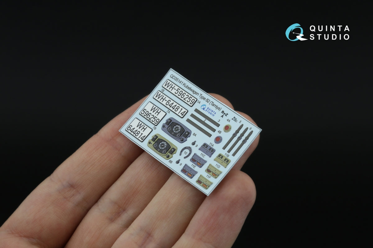 Quinta Studio QD35141 Kubelwagen Type 82 3D-Printed &amp;amp; coloured Interior on decal paper (Tamiya) 1/35 – imagen 4