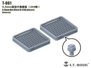 Rivet hexagonal ET modèle T-061 0,9 mm (240 pièces) (rivets)