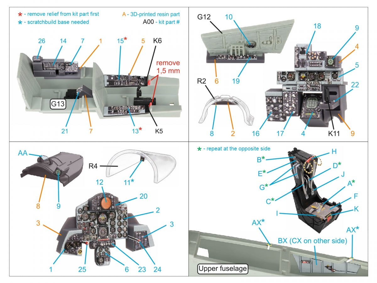 Quinta Studio QD+48486 F-4N Phantom II 3D-Printed &amp;amp; coloured Interior on decal paper (Academy) (with 3D-printed resin parts) 1/48 – imagen 3