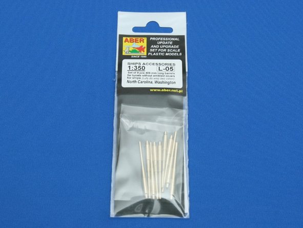 Aber 350L-05 Set of 9pcs 406mm long barrels for US ships for turrets without antiblast covers: North Carolina, Washington 1/350 – imagen 5