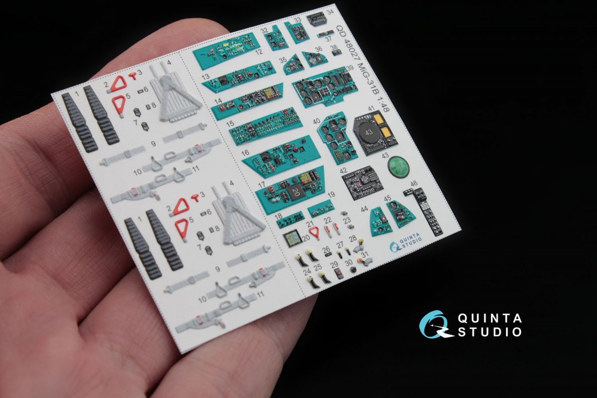 Quinta Studio QD48027 MiG-31B 3D-Printed &amp;amp; coloured Interior on decal paper (for AMK kit) 1/48 – immagine 5