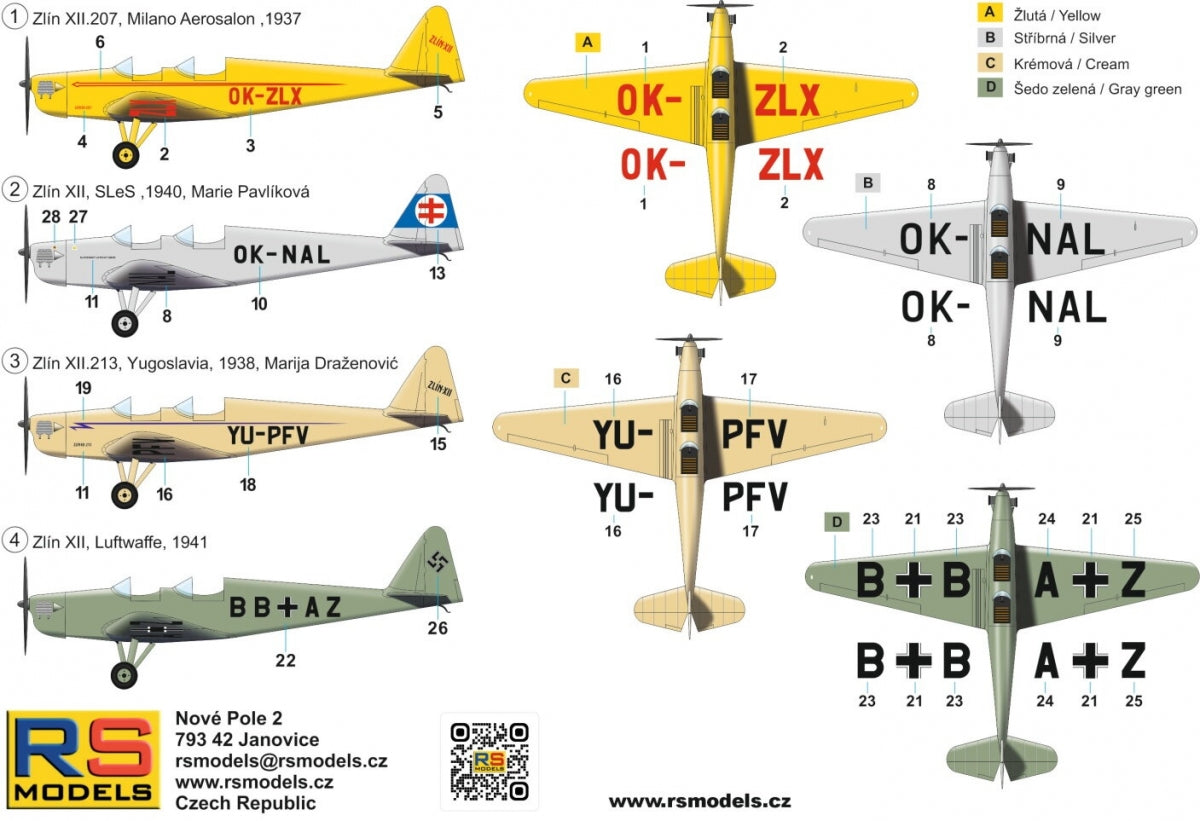 RS Models 92303 Zlin Z-XII Cz. Sport Aircraft 1/72 – imagen 2