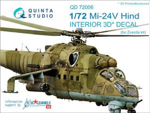 Quinta Studio QD72006 Mi-24V 3D-Printed &amp;amp; coloured Interior on decal paper (for Zvezda kit) 1/72