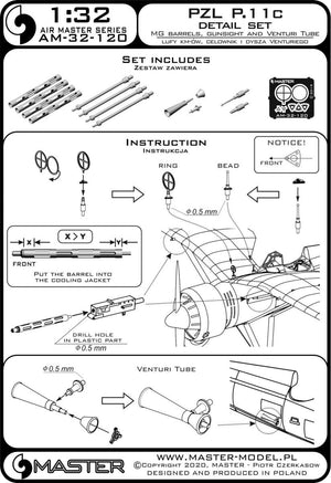 Master AM-32-120 PZL P.11c - detail set - wz. 33 rifle barrels, sights and Venturi nozzle (for IBG model) 1/32 – image 7