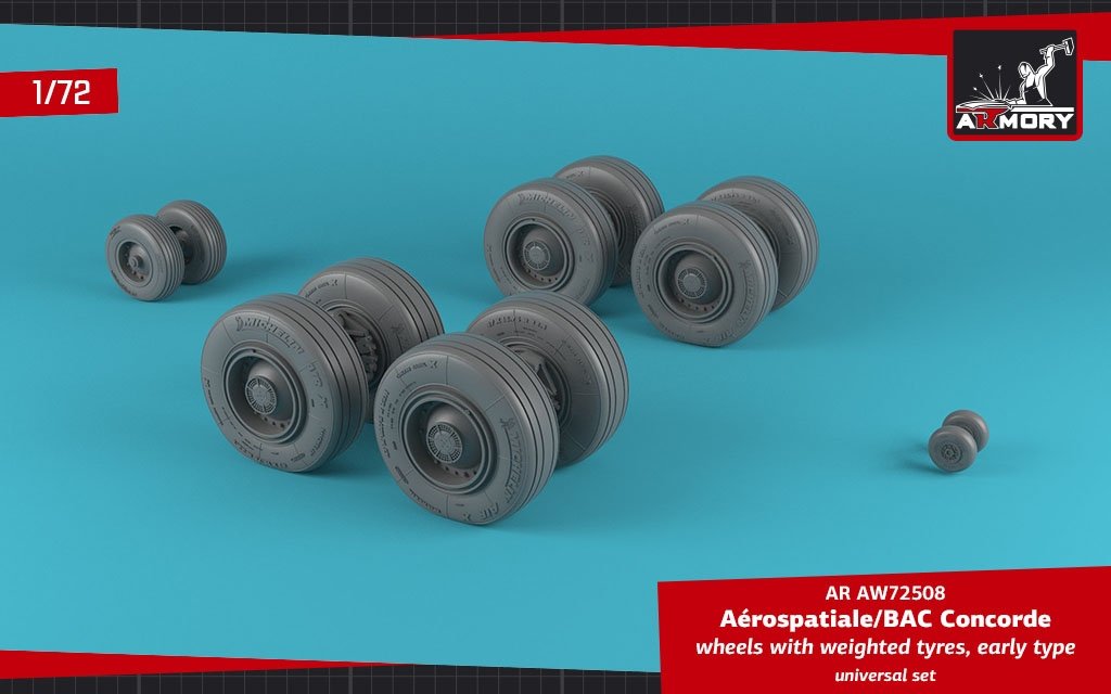 Armory Models AW72508 Concorde wheels w/ weighted tires, early 1/72 – imagen 3