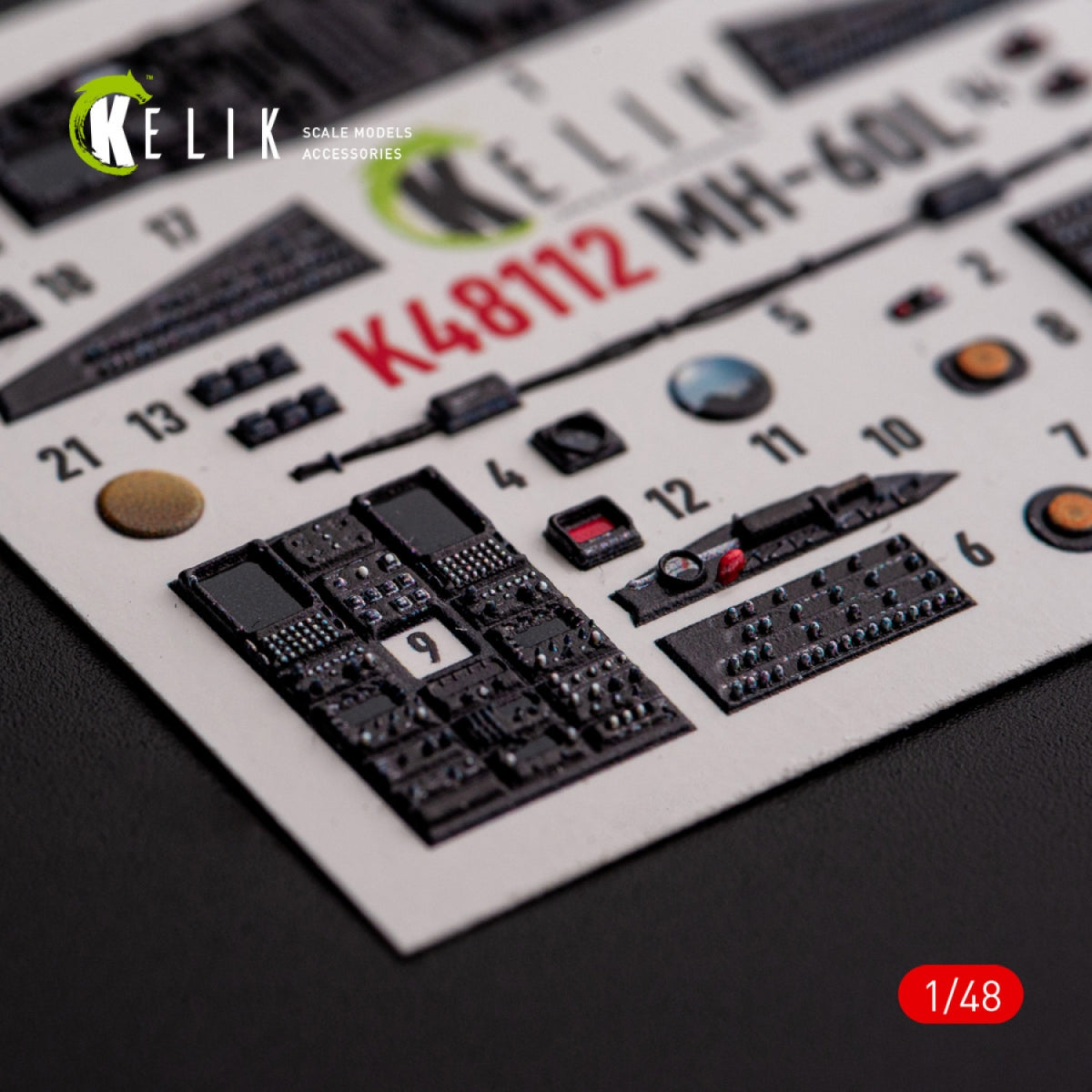 KELIK K48112 MH-60L Black Hawk - interior 3D decals for ICM kit 1/48 – imagen 8