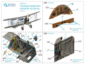 Quinta Studio QD32134 Gloster Gladiator Mk I 3D-Printed &amp;amp; colored Interior on decal paper (ICM) 1/32 – image 6