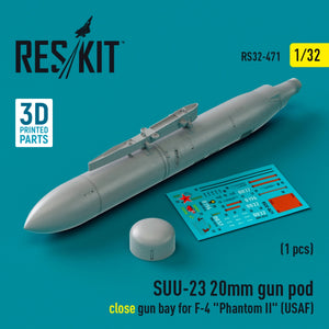 RESKIT RS32-0471 SUU-23 20mm gun pod (close gun bay) for F-4 &amp;quot;Phantom II&amp;quot; (USAF) (1 pcs) (3D Printed) 1/32 – image 2