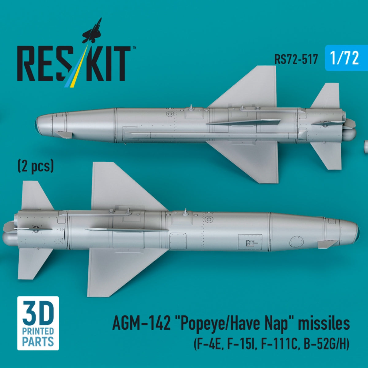 RESKIT RS72-0517 AGM-142 &amp;quot;Popeye/Have Nap&amp;quot; missiles (2 pcs) (3D Printed) 1/72 – immagine 3