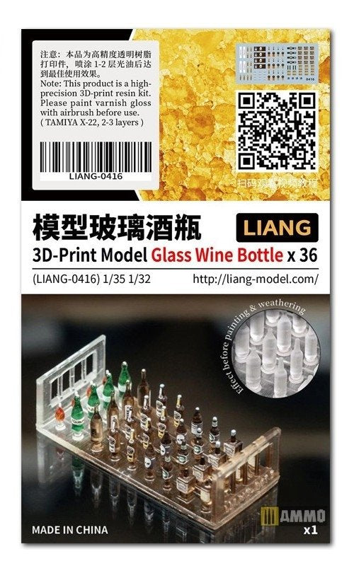 Liang 0416 3D-Print Model Glass Wine Bottle x 36 1/32 1/35 – imagen 3