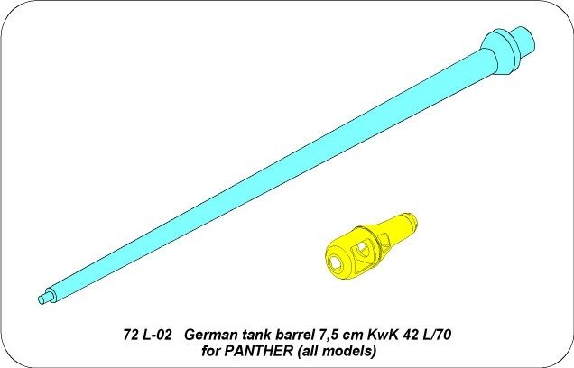 Aber 72L-02 7,5 cm KwK 42L/70 lufa do czołgu Panther/German Tank Barrel 7,5cm KwK 42L/70 for Panther 1/72 – imagen 5