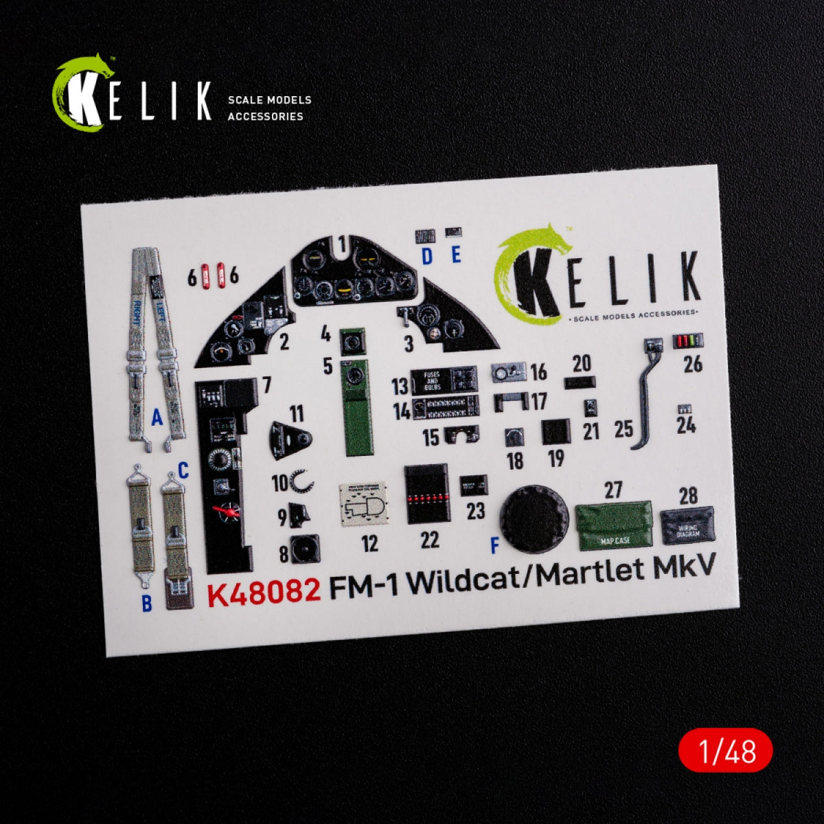 KELIK K48082 FM-1 Wildcat/Martlet Mk.V interior 3D decals for Tamiya kit 1/48 – imagen 2