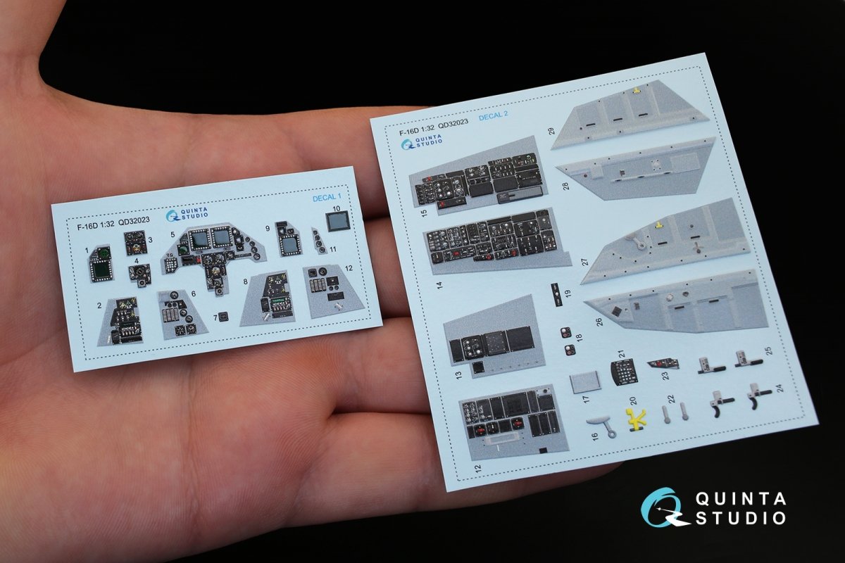 Quinta Studio QD32023 F-16D 3D-Printed &amp;amp; coloured Interior on decal paper (for Academy kit) 1/32 – imagen 2