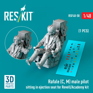 RESKIT RSF48-0058 Rafale (C, M) female pilot sitting in ejection seat for Revell/Academy kit (1 pcs) (3D Printed) 1/48 – Bild 2