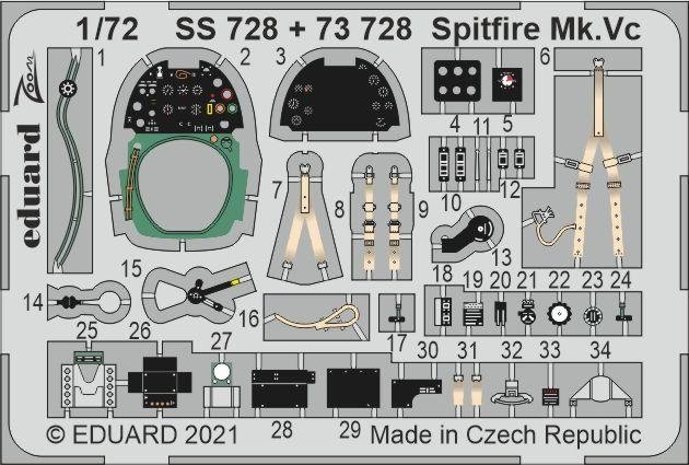 Maquette Eduard SS728 Spitfire Mk. Vc pour Airfix au 1/72