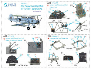 Quinta Studio QD32117 Fairey Swordfish Mk.II 3D-Printed &amp;amp; coloured Interior on decal paper (Trumpeter) 1/32 – Bild 2