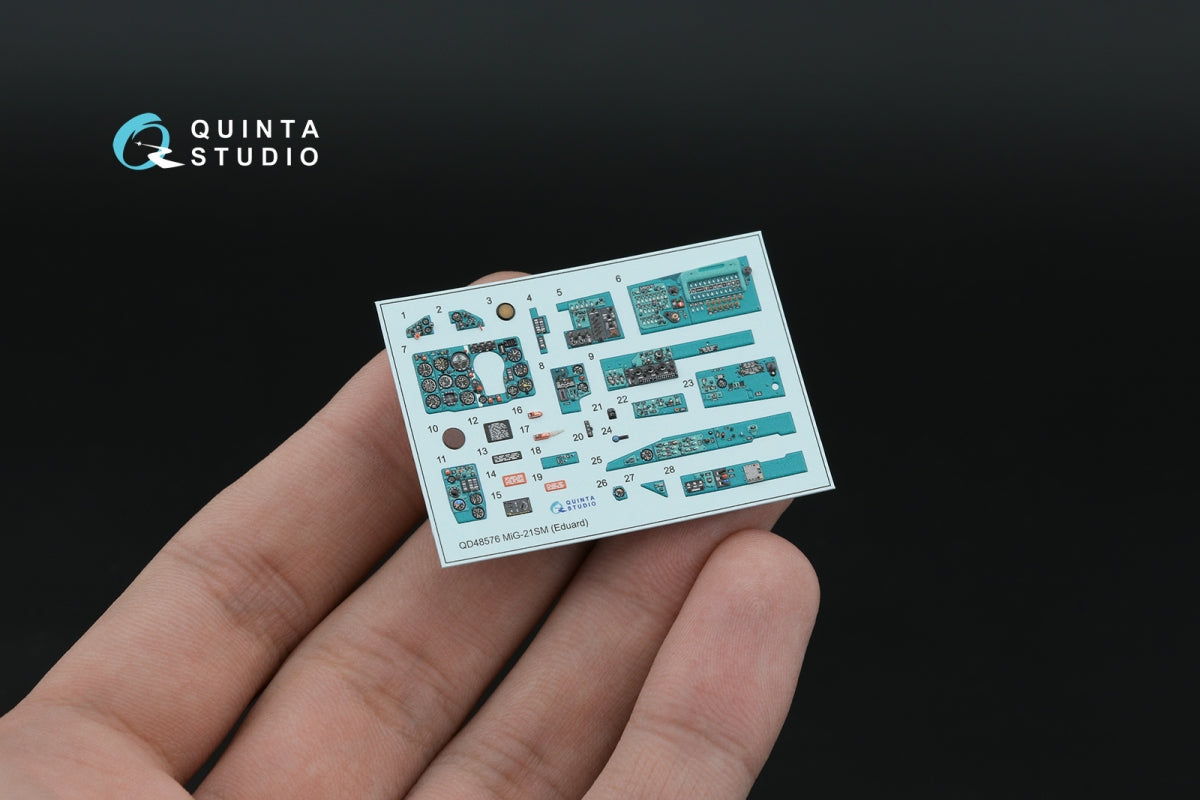Quinta Studio QD+48576 MiG-21SM Fishbed-J 3D-Printed &amp;amp; coloured Interior on decal paper (Eduard) (with 3D-printed resin parts) 1/48 – zdjęcie 3