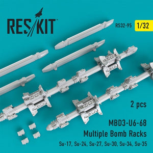 RESKIT RS32-0095 MBD3-U6-68 Multiple Bomb Racks (2 pcs) 1/32