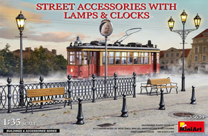 MiniArt 35639 STREET ACCESSORIES WITH LAMPS &amp;amp; CLOCKS 1/35