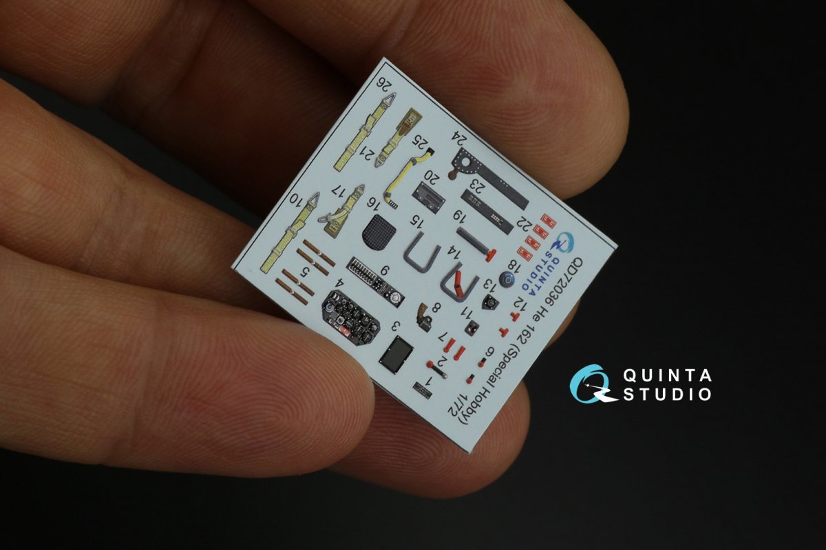 Quinta Studio QD72036 He 162 3D-Printed &amp;amp; coloured Interior on decal paper (Special Hobby) 1/72 – imagen 10