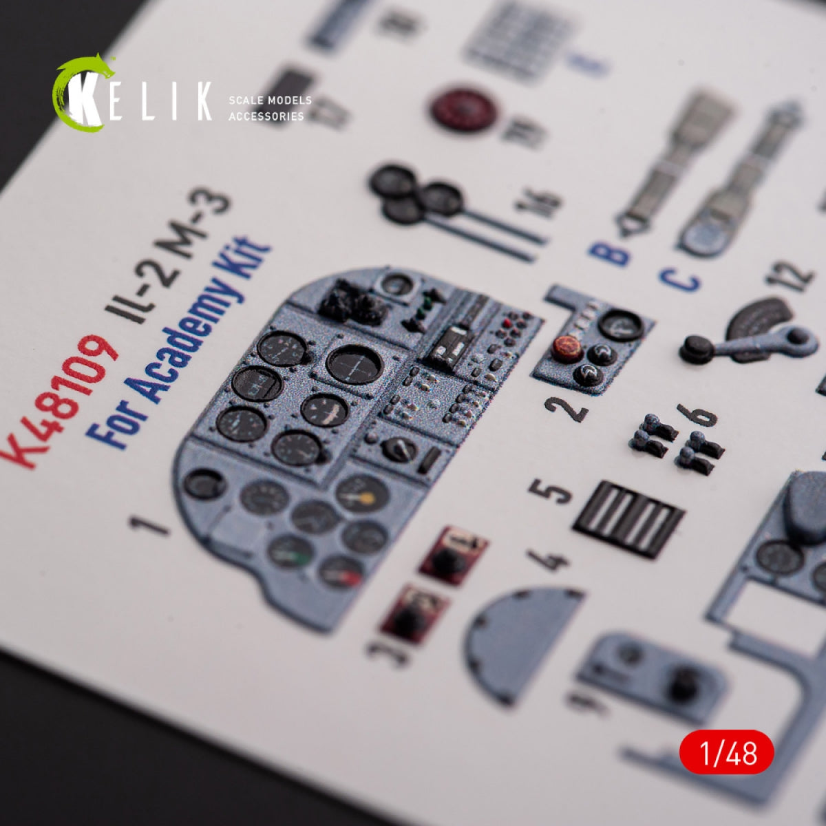 KELIK K48109 IL-2M3 - interior 3D decals for Academy/Accurate Miniatures kit 1/48 – imagen 2
