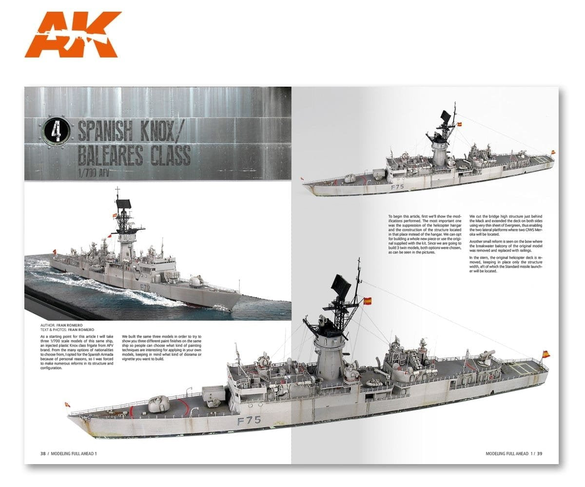 AK Interactive AK098 MODELLING FULL AHEAD 1 / KNOX &amp;amp; BALEARES CLASS EN – immagine 6
