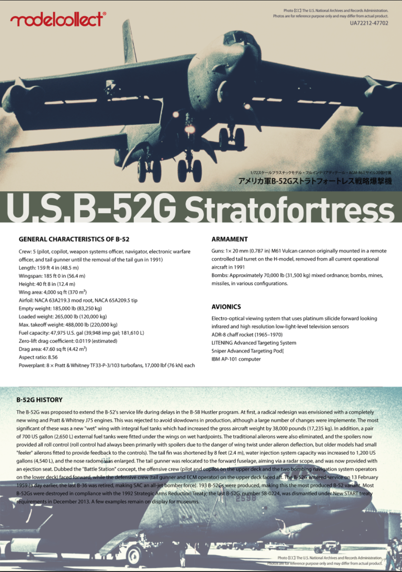 Modelcollect UA72212 USAF B-52 Stratofortress strategic Bomber new version 1/72 – imagen 5