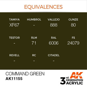 AK Interactive AK11155 COMMAND GREEN – STANDARD 17ml – imagen 3