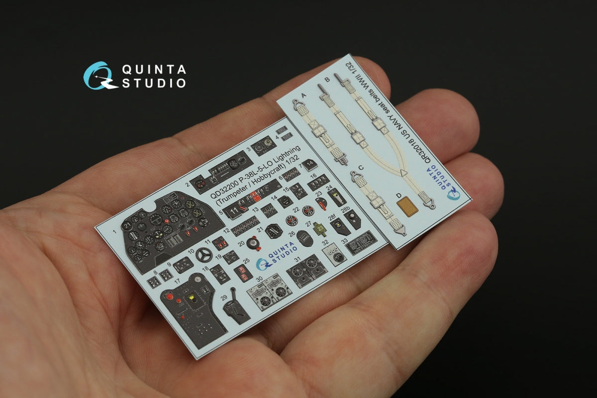 Quinta Studio QD32200 P-38L-5-LO Lightning 3D-Printed &amp;amp; coloured Interior on decal paper (Trumpeter/Hobbycraft) 1/32 – immagine 8