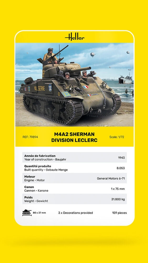 Heller 79894 M4A2 Sherman Division Leclerc deco.FR 1/72 – image 7