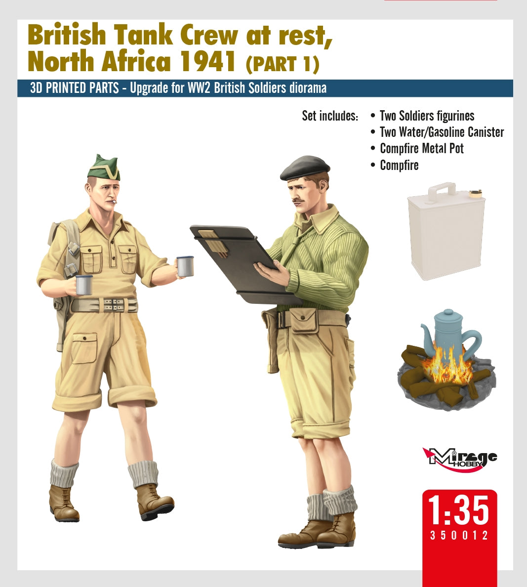 Mirage Hobby 350013 Équipage de char britannique au repos, Afrique du Nord 1941 (Partie I) 1/35