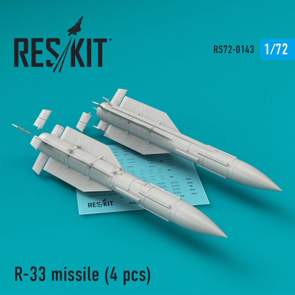 RESKIT RS72-0143 MISSILES R-33 (4 PIÈCES) 1/72