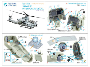 Quinta Studio QD+48535 AH-1Z Zulu Cobra/Viper 3D-Printed &amp;amp; coloured Interior on decal paper (KittyHawk) (with 3D-printed resin parts) 1/48 – immagine 13