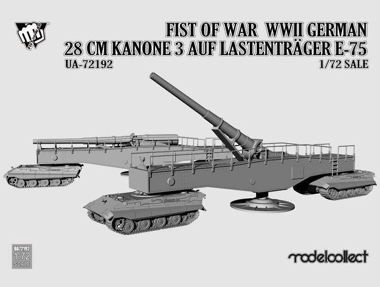Modelcollect UA72192 Fist of War WWII German 28CM Kanone 3 Auf Lastenträger E-75 1/72 – Bild 2