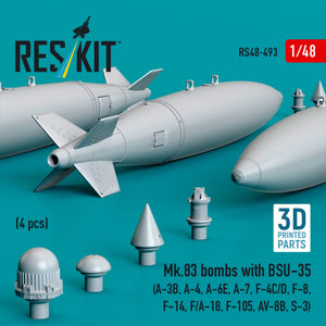 RESKIT RS48-0493 Mk.83 bombs with BSU-35 (4 pcs) (3D printed) 1/48 – Bild 2