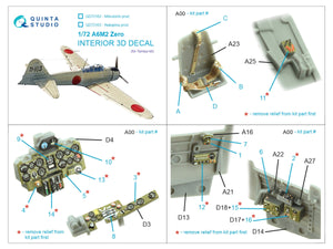 Quinta Studio QD72163 A6M2 Zero (Nakajima Prod.) 3D-Printed colored Interior on decal paper (Tamiya) 1/72 – image 10