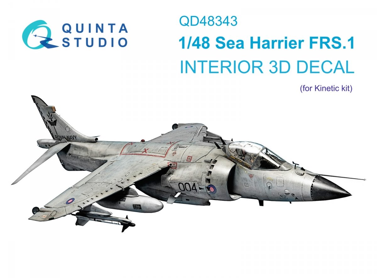 Intérieur imprimé en 3D et coloré sur papier décalcomanie (Kinetic) Quinta Studio QD48343 Sea Harrier FRS.1 1/48