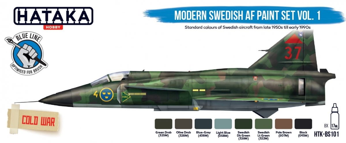 Hataka HTK-BS101 Modern Swedish AF Paint Set Vol. 1 (8x17 ml)