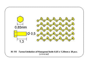 Aber 16115 Imitation tournée de boulons hexagonaux 0,85 x 1,30 mm x 30 pièces (1/16) – image 4