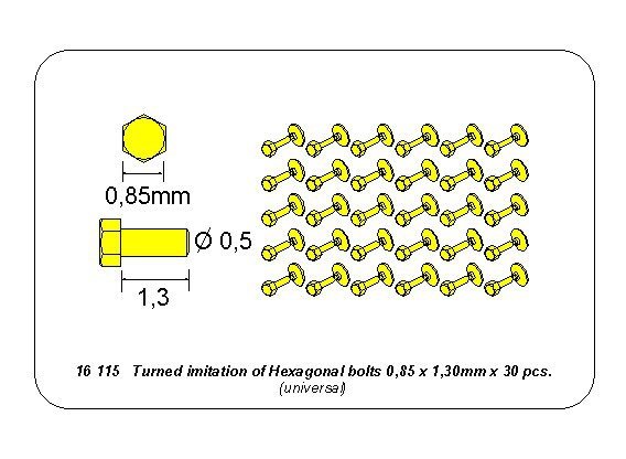 Aber 16115 Imitation tournée de boulons hexagonaux 0,85 x 1,30 mm x 30 pièces (1/16) – image 4