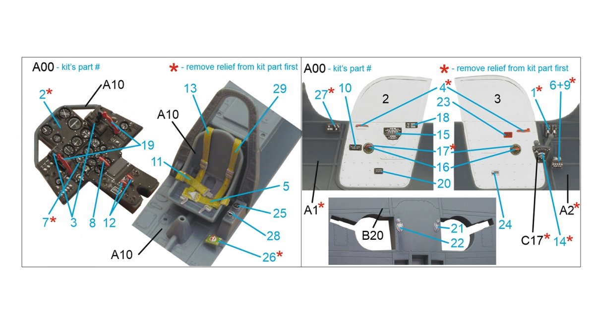 Quinta Studio QD48247 P-39 3D-Printed &amp;amp; coloured Interior on decal paper ( Eduard ) 1/48 – imagen 2