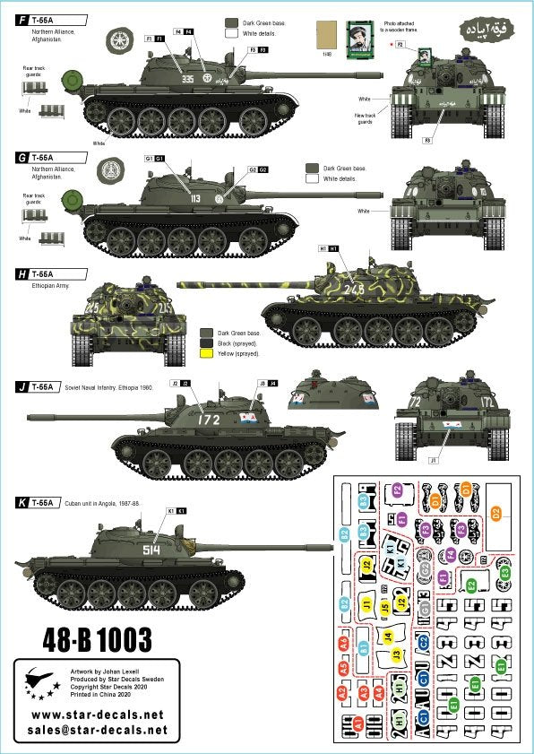 Star Decals 48-B1003 T-55A Tanks # 3. War. Used in wars in Africa, Middle East and Afghanistan 1/48 – imagen 2