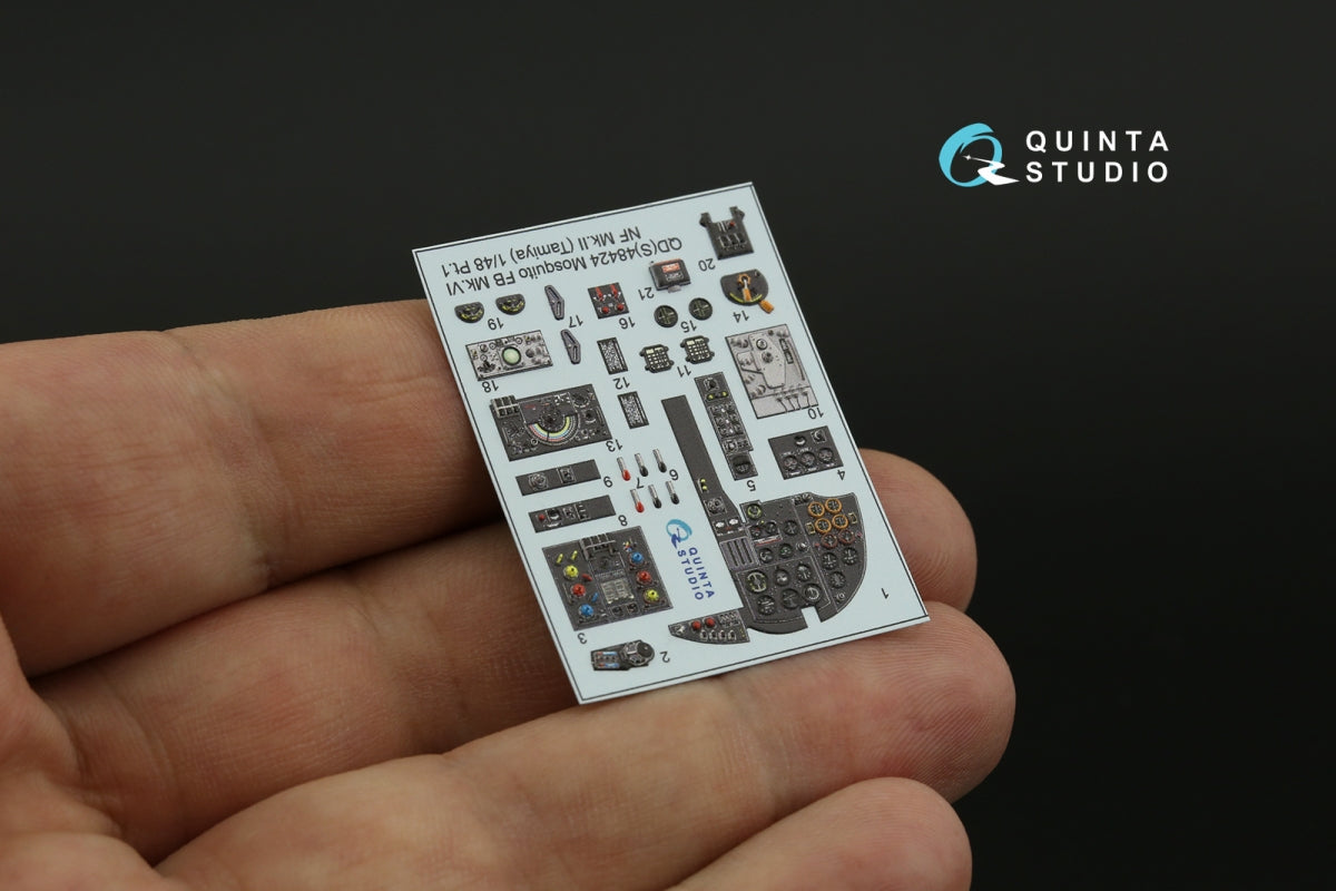 Quinta Studio QDS-48424 Mosquito FB Mk.VI/NF Mk.II 3D-Printed coloured Interior on decal paper (Tamiya) (Small version) 1/48 – immagine 3