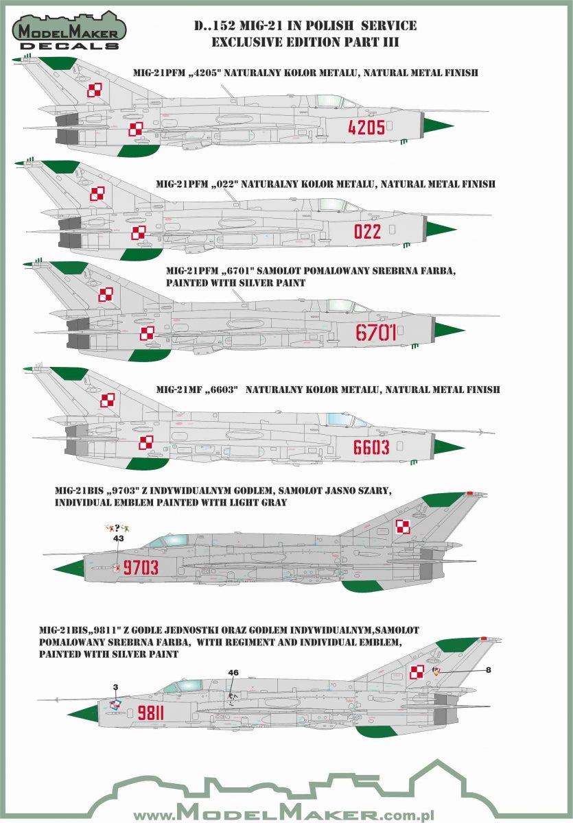 ModelMaker Decals D48152 MiG-21 in Polish service exclusive edition part III 1/48 – imagen 3