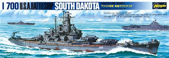 Hasegawa WL607 U.S.S. Battleship South Dakota 1/700