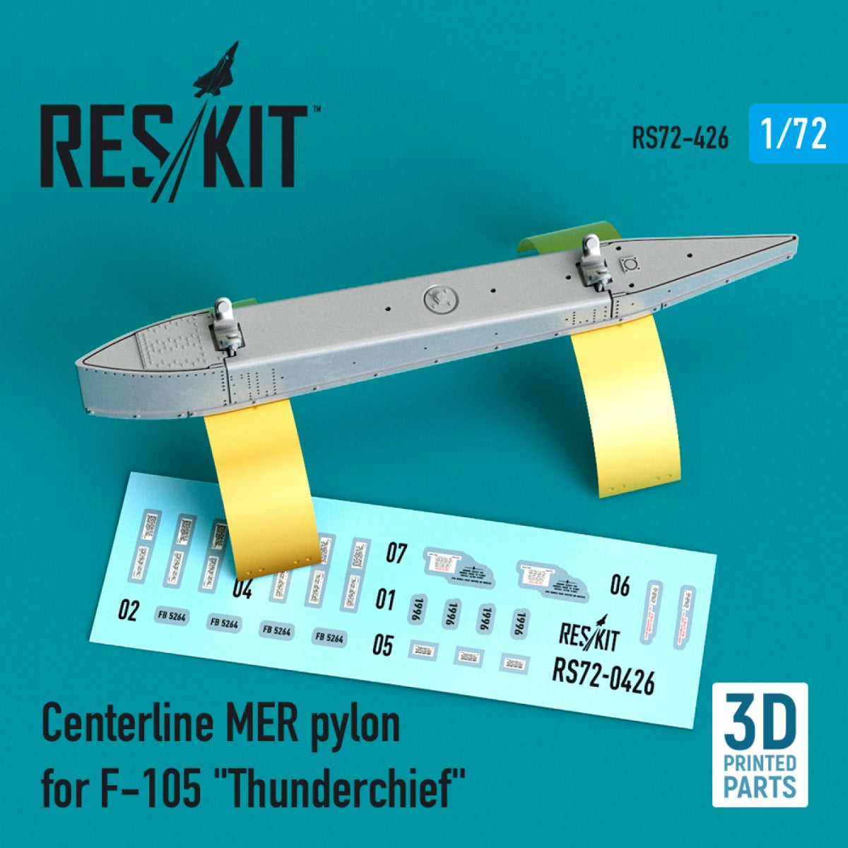 RESKIT RS72-0426 CENTERLINE MER PYLON FOR F-105 "THUNDERCHIEF" (3D PRINTED) 1/72